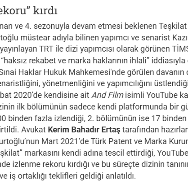 Teşkilat Dizisi Kerim Bahadır Ertaş